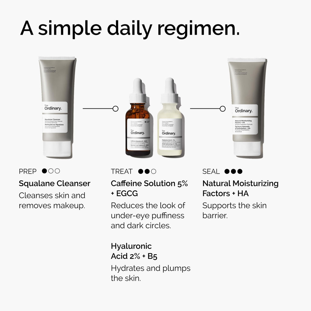 The Ordinary Caffeine Solution 5% + EGCG, Depuffing Eye Serum for Dark Circles and Tired Eyes, 1 Fl Oz - FENGGESTORE20