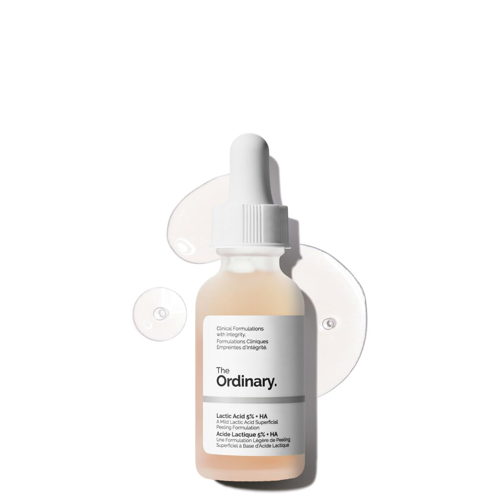 The Ordinary Lactic Acid 5% + Hyaluronic Acid 2%, Gentle Exfoliating Serum for Smoother Skin, 1 Fl Oz - FENGGESTORE20