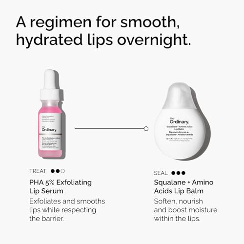 The Ordinary PHA 5% Exfoliating Lip Serum, Hydrating Overnight Lip Exfoliator Treatment, 0.5 Fl Oz - FENGGESTORE20