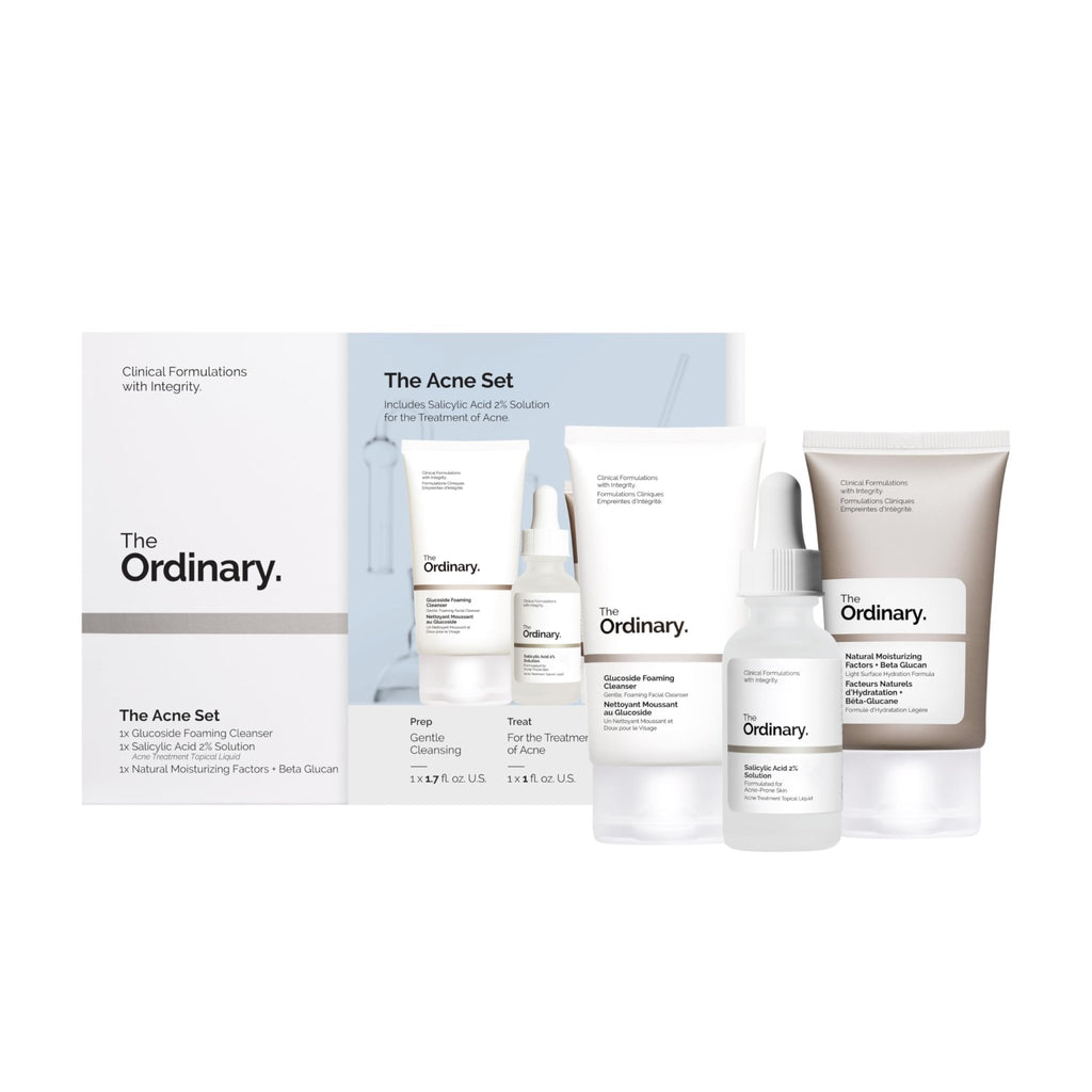 The Ordinary The Acne Set, 3-Step Skin Regimen with Glucoside Foaming Cleanser, Salicylic Acid 2% Solution - FENGGESTORE20
