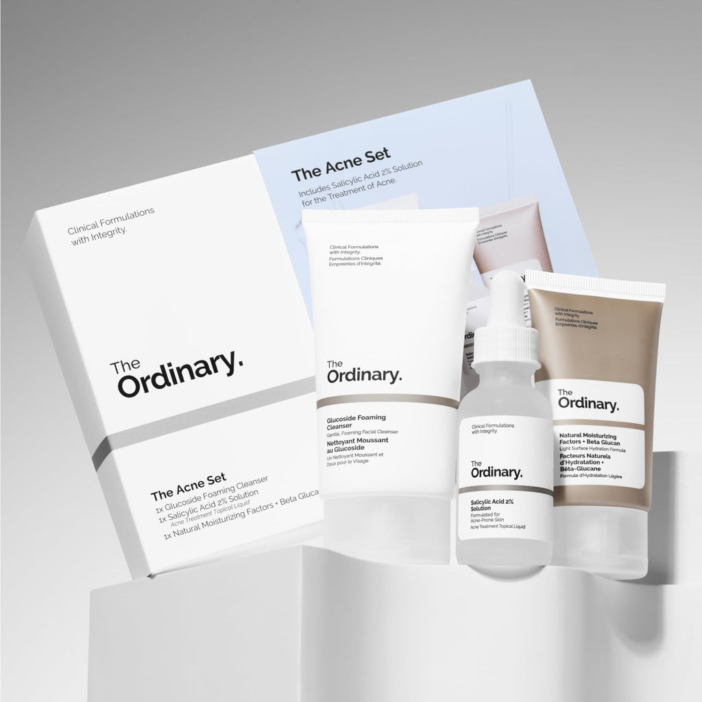The Ordinary The Acne Set, 3-Step Skin Regimen with Glucoside Foaming Cleanser, Salicylic Acid 2% Solution - FENGGESTORE20