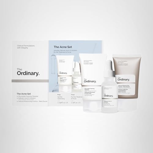 The Ordinary The Acne Set, 3-Step Skin Regimen with Glucoside Foaming Cleanser, Salicylic Acid 2% Solution - FENGGESTORE20