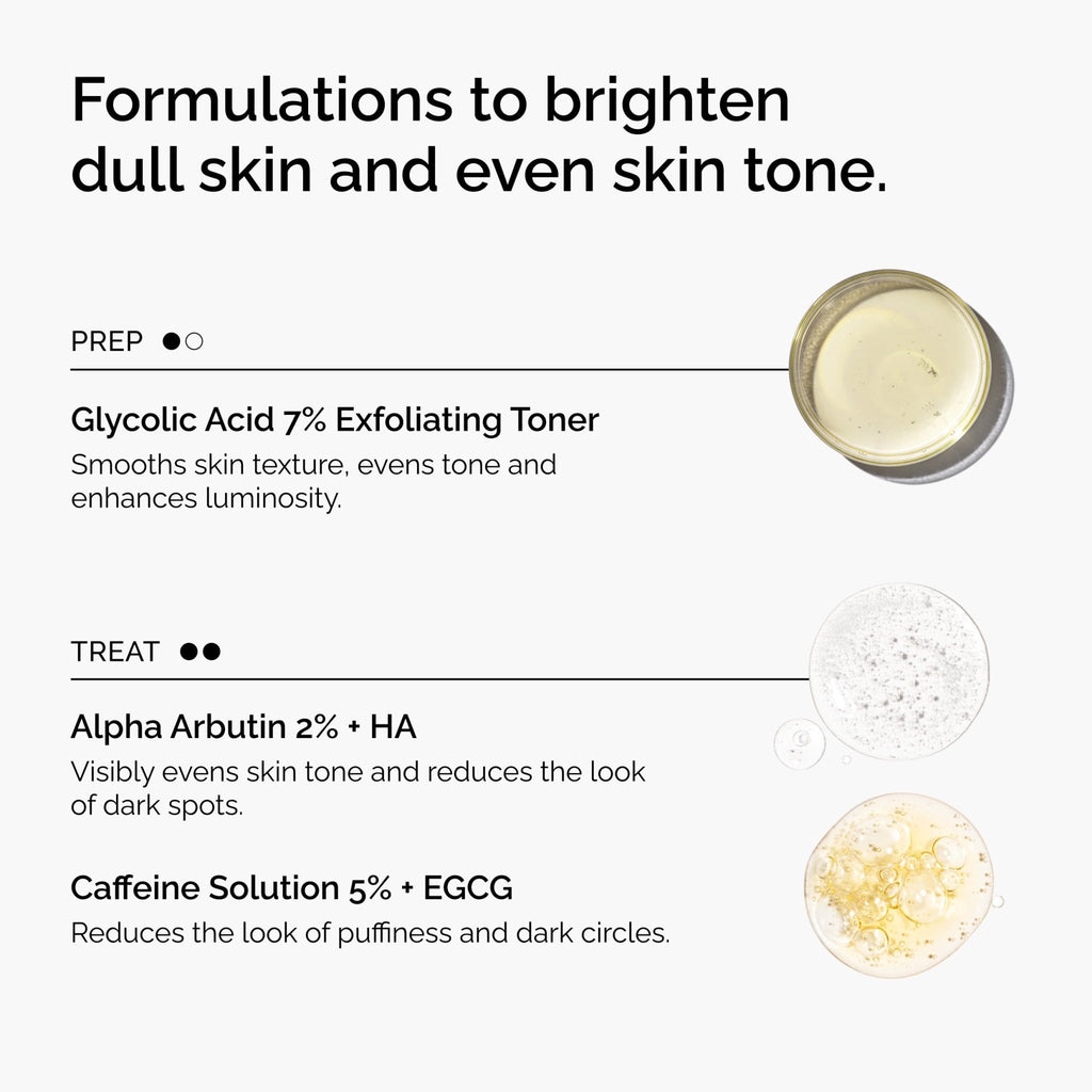 The Ordinary The Bright Set, 3-Step Regimen for Radiant, Even Skin Tone with Glycolic Acid 7% Exfoliating Toner - FENGGESTORE20