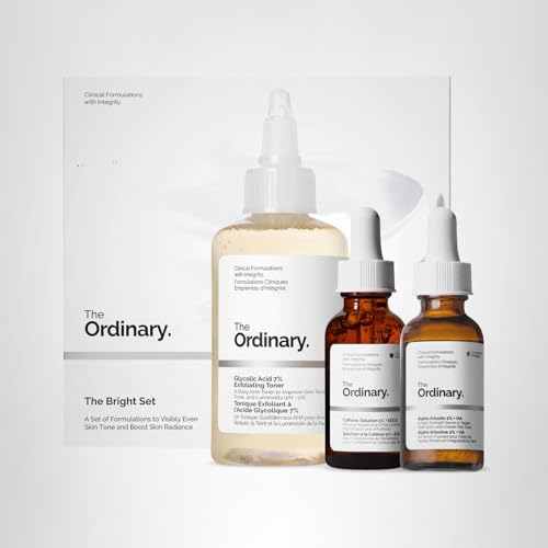 The Ordinary The Bright Set, 3-Step Regimen for Radiant, Even Skin Tone with Glycolic Acid 7% Exfoliating Toner - FENGGESTORE20