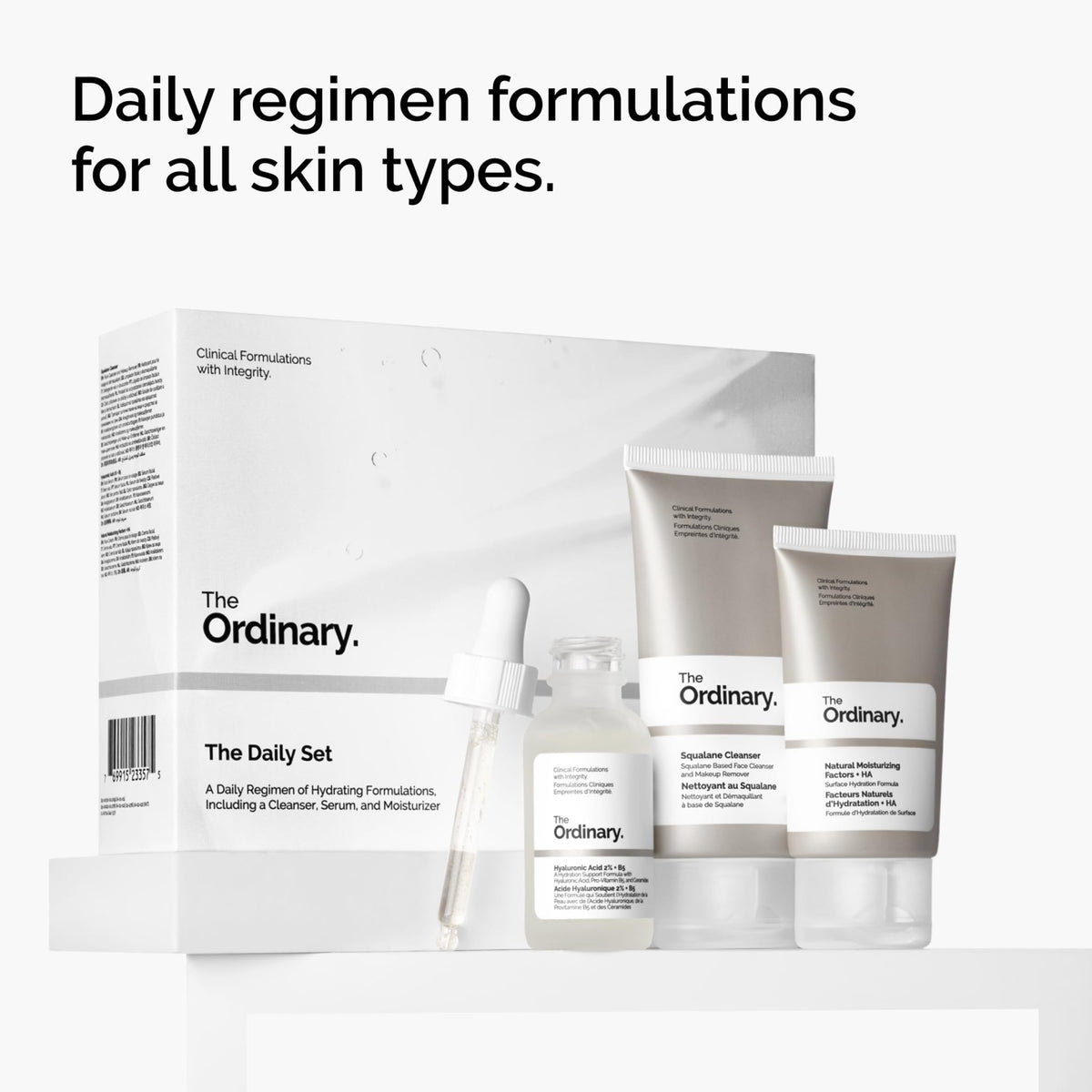 The Ordinary The Daily Set, Daily Skincare Routine with Squalane Cleanser, Hyaluronic Acid 2% + B5, and Natural Moisturizing Factors + HA | Skin Care Set - FENGGESTORE20