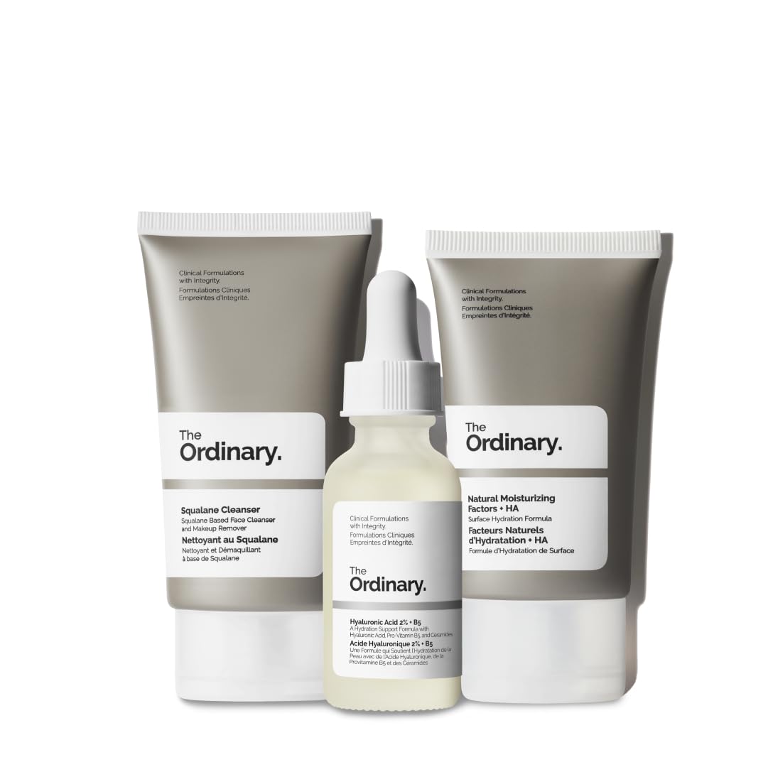 The Ordinary The Daily Set, Daily Skincare Routine with Squalane Cleanser, Hyaluronic Acid 2% + B5, and Natural Moisturizing Factors + HA | Skin Care Set - FENGGESTORE20