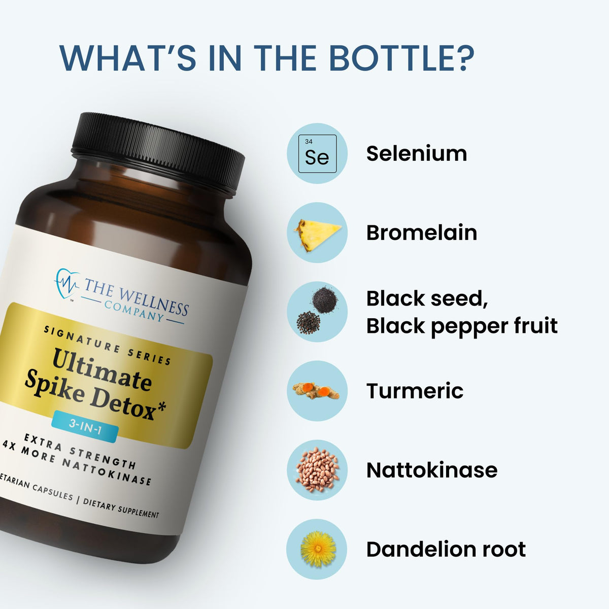 The Wellness Company Ultimate Spike Detox – Dr. McCullough Designed - 3-in-1 Nattokinase, Turmeric, & Bromelain Extra Strength | 120ct (1 Month Supply) - FENGGESTORE20