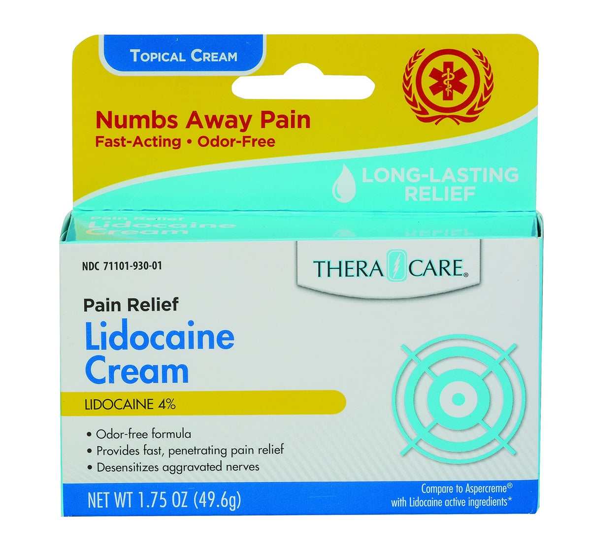 TheraCare Maximum Strength OTC Lidocaine Cream | Numbs Away Pain | Long-Lasting Relief | Non-Greasy | 1.75 Oz - FENGGESTORE20
