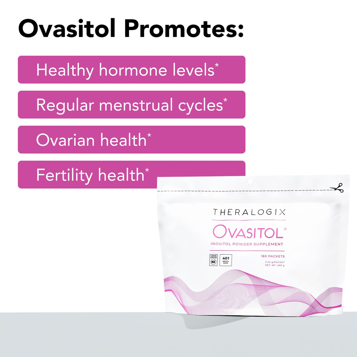 Theralogix Ovasitol Inositol Powder Packets - 90-Day Supply - Myo-Inositol & D-Chiro Inositol for Hormone Balance & Ovarian Function Support - FENGGESTORE20