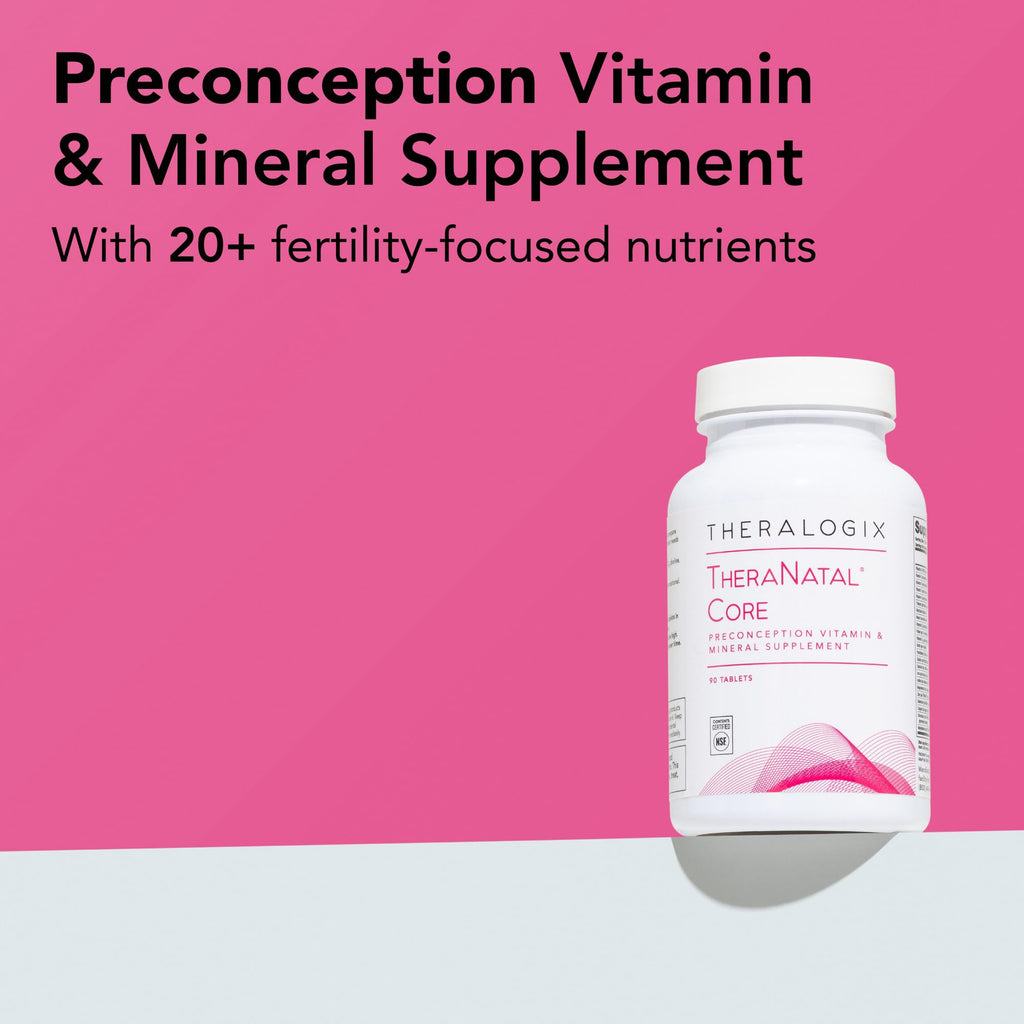 Theralogix TheraNatal Core Preconception Vitamin Supplement - 90-Day Supply - Prenatal Vitamins & Fertility Supplement for Women with Folate, Vitamin D3 - FENGGESTORE20