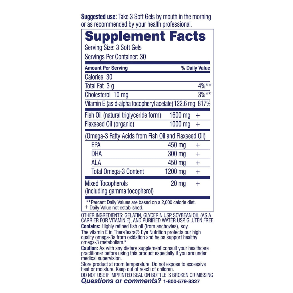 TheraTears Omega 3 Supplement, 1200mg, 90 ct (Pack of 1) - FENGGESTORE20