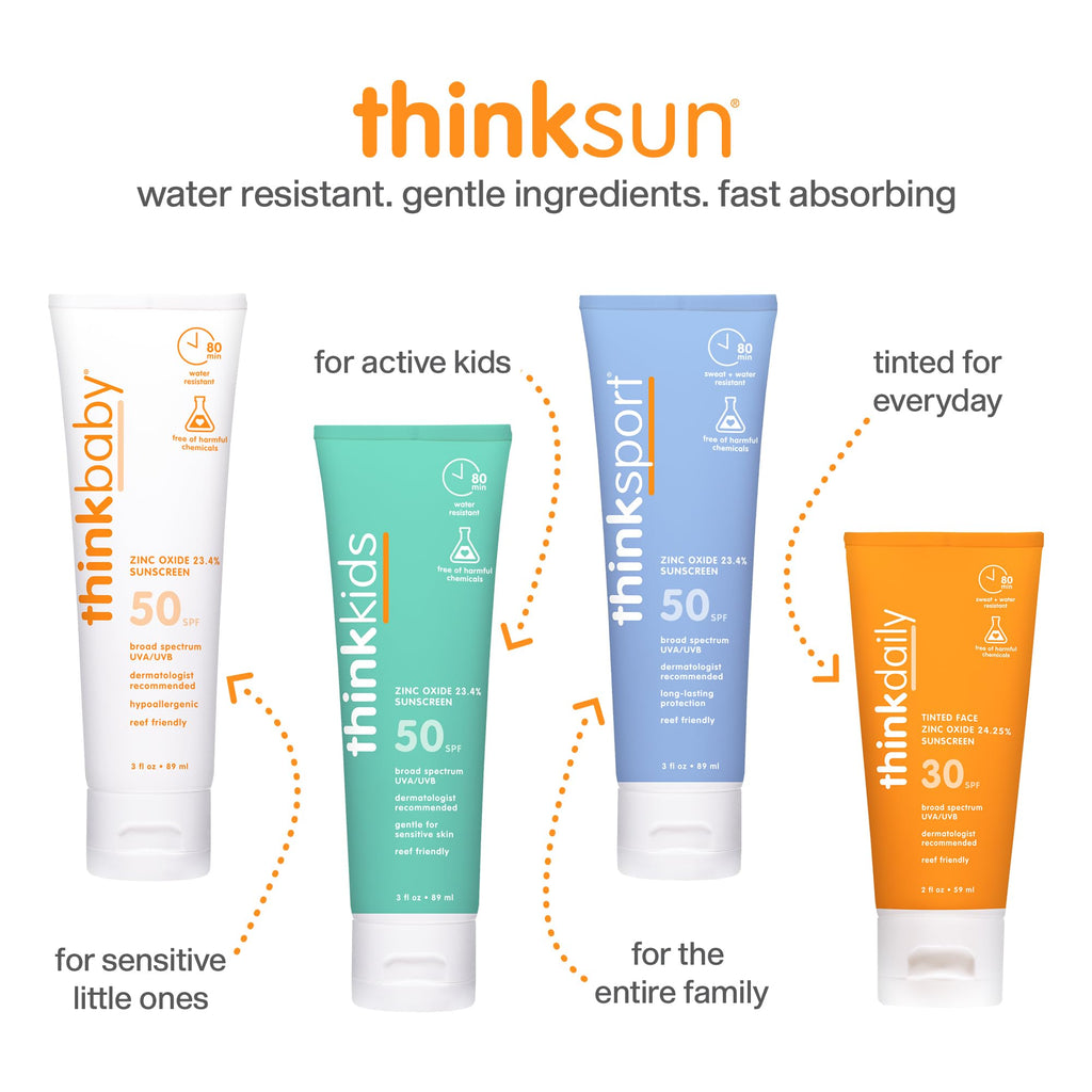 Thinkbaby SPF 50+ Baby Sunscreen, 6 Oz. – Safe, Natural Mineral Sun Cream for Babies - FENGGESTORE20