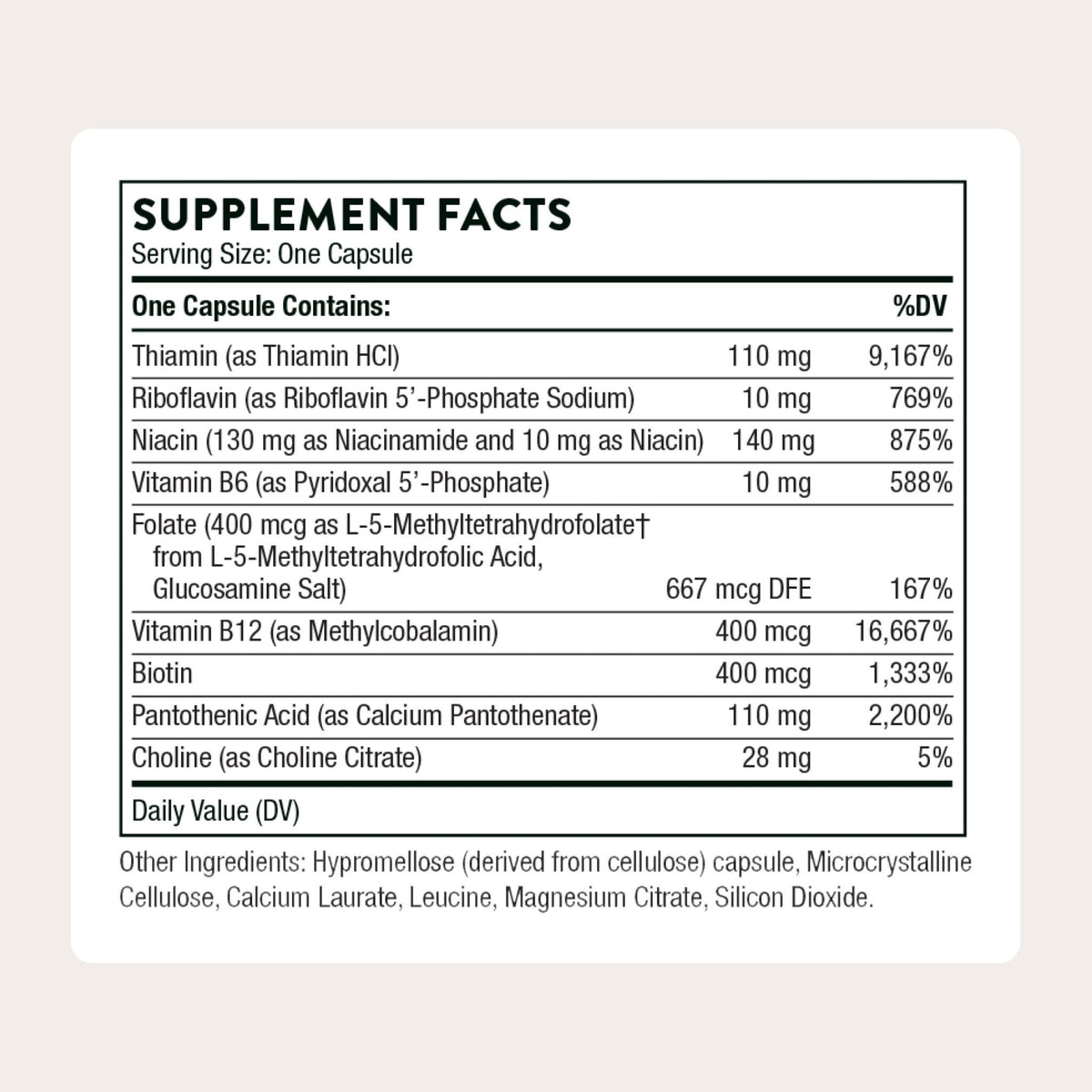 THORNE - Basic B-Complex - Tissue-Ready Vitamin B Complex Supplement with Choline - Supports Cellular Energy Production, Brain Health & Red Blood Cell Formation - FENGGESTORE20
