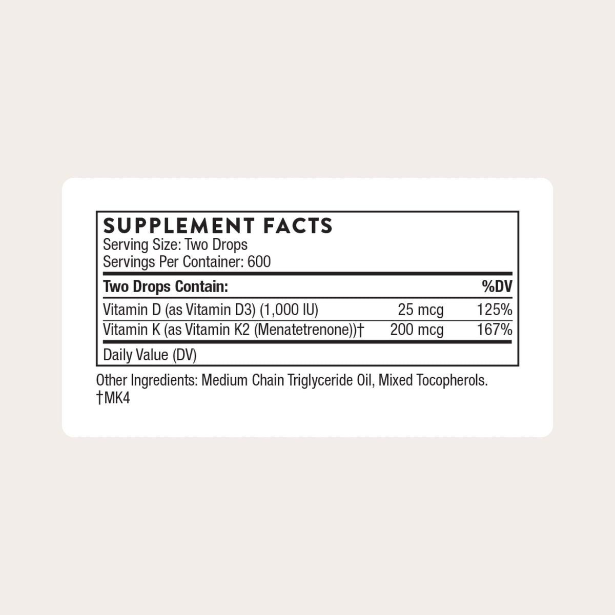 THORNE - Vitamin D + K2 Liquid with a Metered Dispenser - Vitamins D3 & K2 to Support Healthy Bones & Muscles* - 1 Fl Oz (30 ml) - 600 Servings - FENGGESTORE20