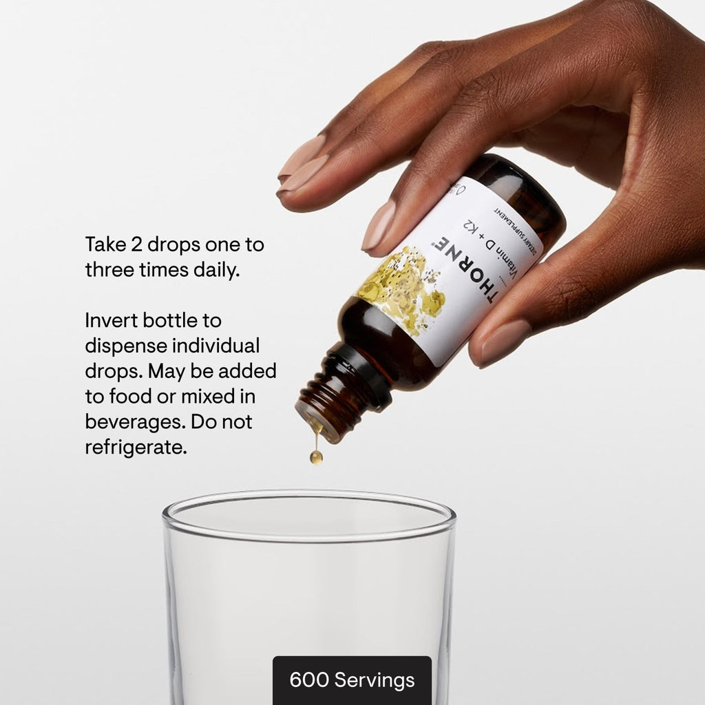 THORNE - Vitamin D + K2 Liquid with a Metered Dispenser - Vitamins D3 & K2 to Support Healthy Bones & Muscles* - 1 Fl Oz (30 ml) - 600 Servings - FENGGESTORE20