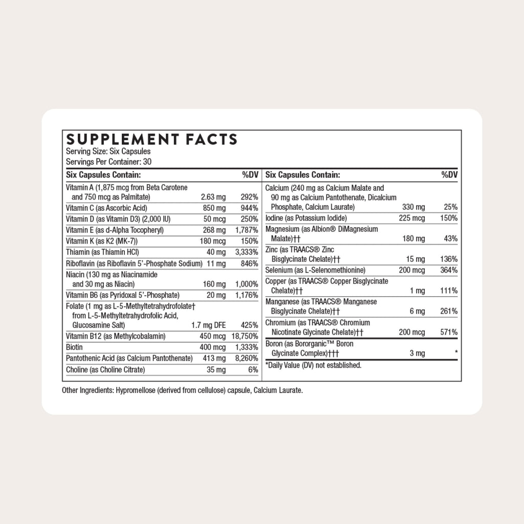 THORNE - Women's Multi 50+ - Comprehensive Daily Multi with Vitamins A, B6, B12, C, D, E, K, Zinc & More - Support Heart, Brain, Bone & Immune Health - FENGGESTORE20