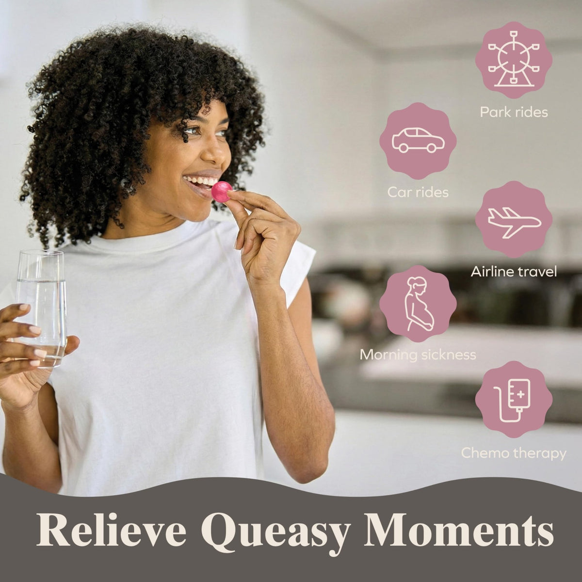Three Lollies Queasy Drops - Ease Chemotherapy Nausea & Travel Sickness - Alleviates a Dry Mouth - Natural Ingredients - 21 ct - FENGGESTORE20
