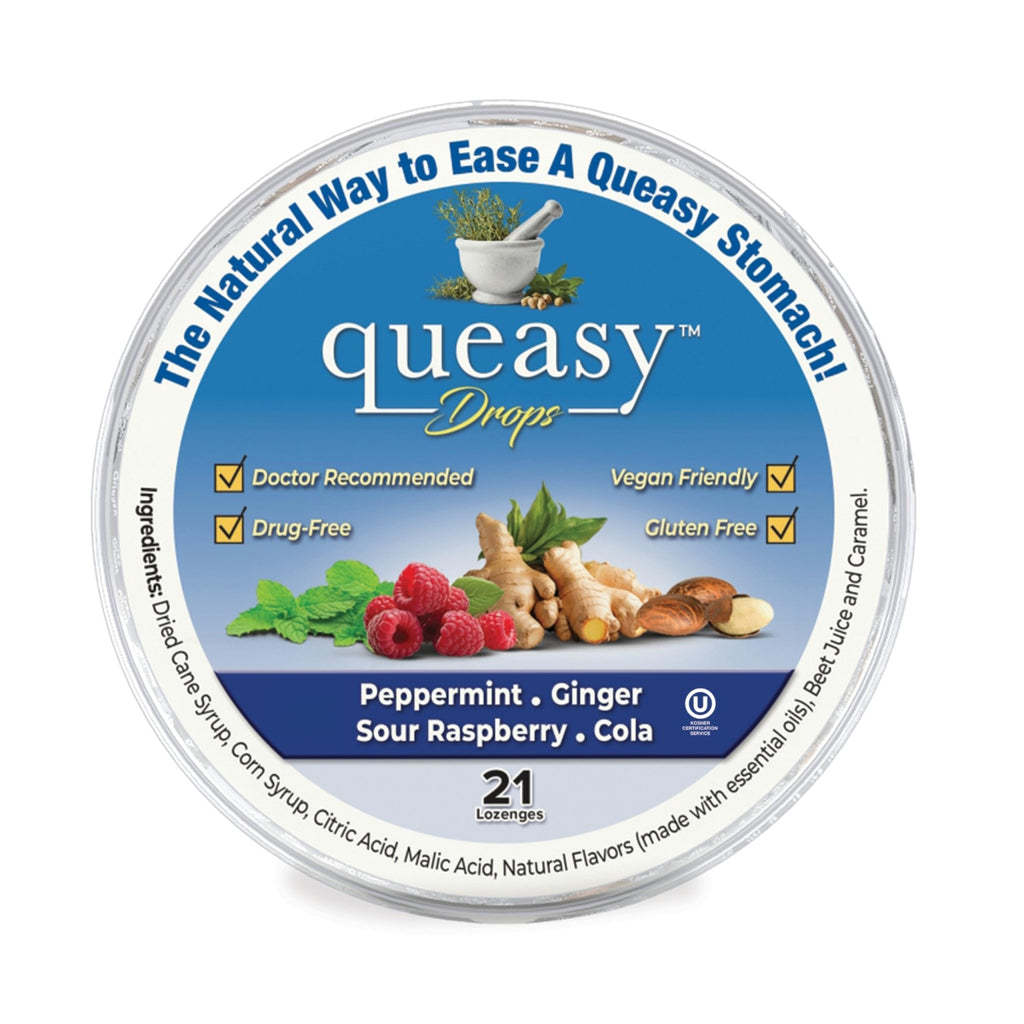 Three Lollies Queasy Drops - Ease Chemotherapy Nausea & Travel Sickness - Alleviates a Dry Mouth - Natural Ingredients - 21 ct - FENGGESTORE20