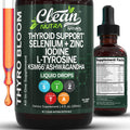 ThyroBloom Thyroid Support for Women Liquid Drops Iodine L-Tyrosine Selenium Copper Ashwagandha Zinc Kelp Bladderwrack Schisandra Guggul Turmeric Vitamin A D3 B12 - FENGGESTORE20