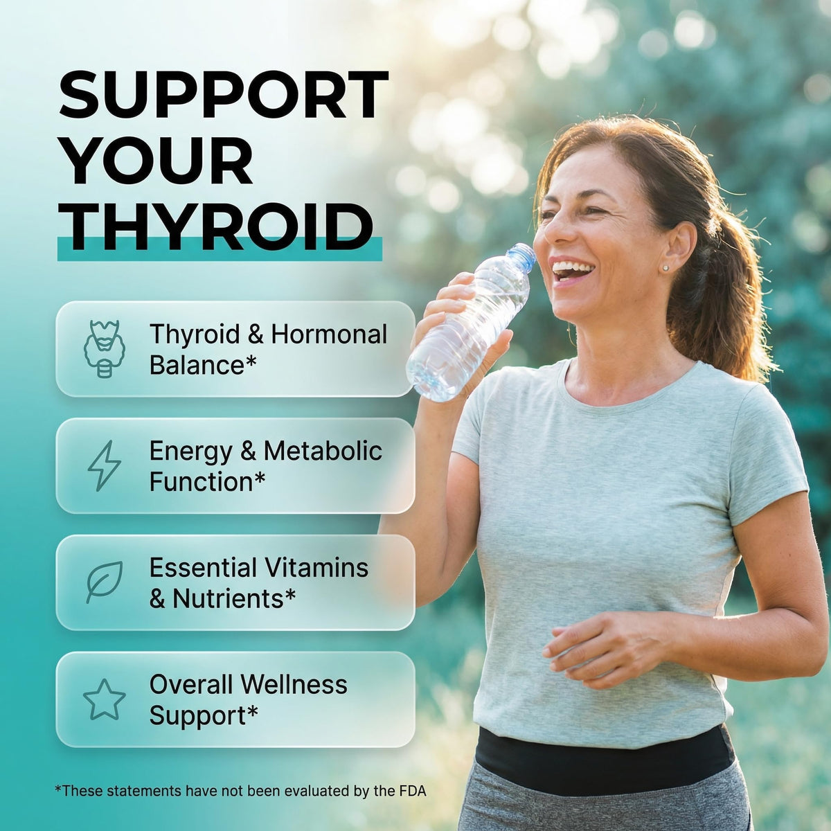 ThyroGlow Thyroid Support Gummies Selenium Iodine KSM 66 Ashwagandha L Tyrosine Vitamin D, C, B12, B6 Turmeric Blueberry Holy - FENGGESTORE20