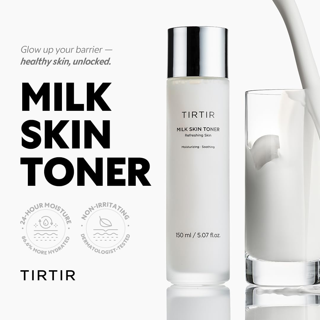 TIRTIR Milk Skin Rice Toner - Deep Moisturizing, Hydrating and Refreshing for face, Niacinamide, Ceramide, Rice Bran Extract, Nature-Oriented Ingredients, Korean Skin Care, Vegan, 150ml / 5.07 fl.oz. - FENGGESTORE20