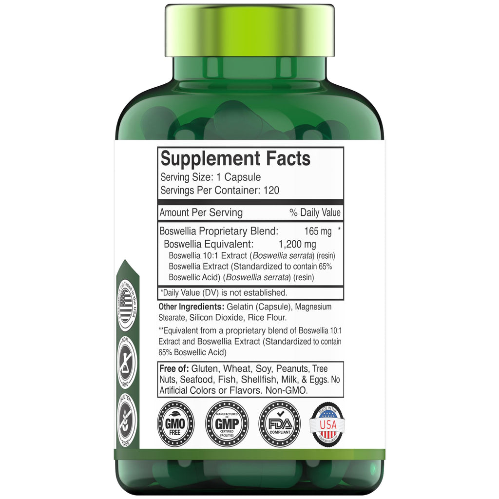 tnvitamins Boswellia Extract Capsules, 120 Count | 1,200 mg Per Capsule | 65% Boswellic Acids + 10:1 Concentrated Extract | Boswellia Serrata - FENGGESTORE20