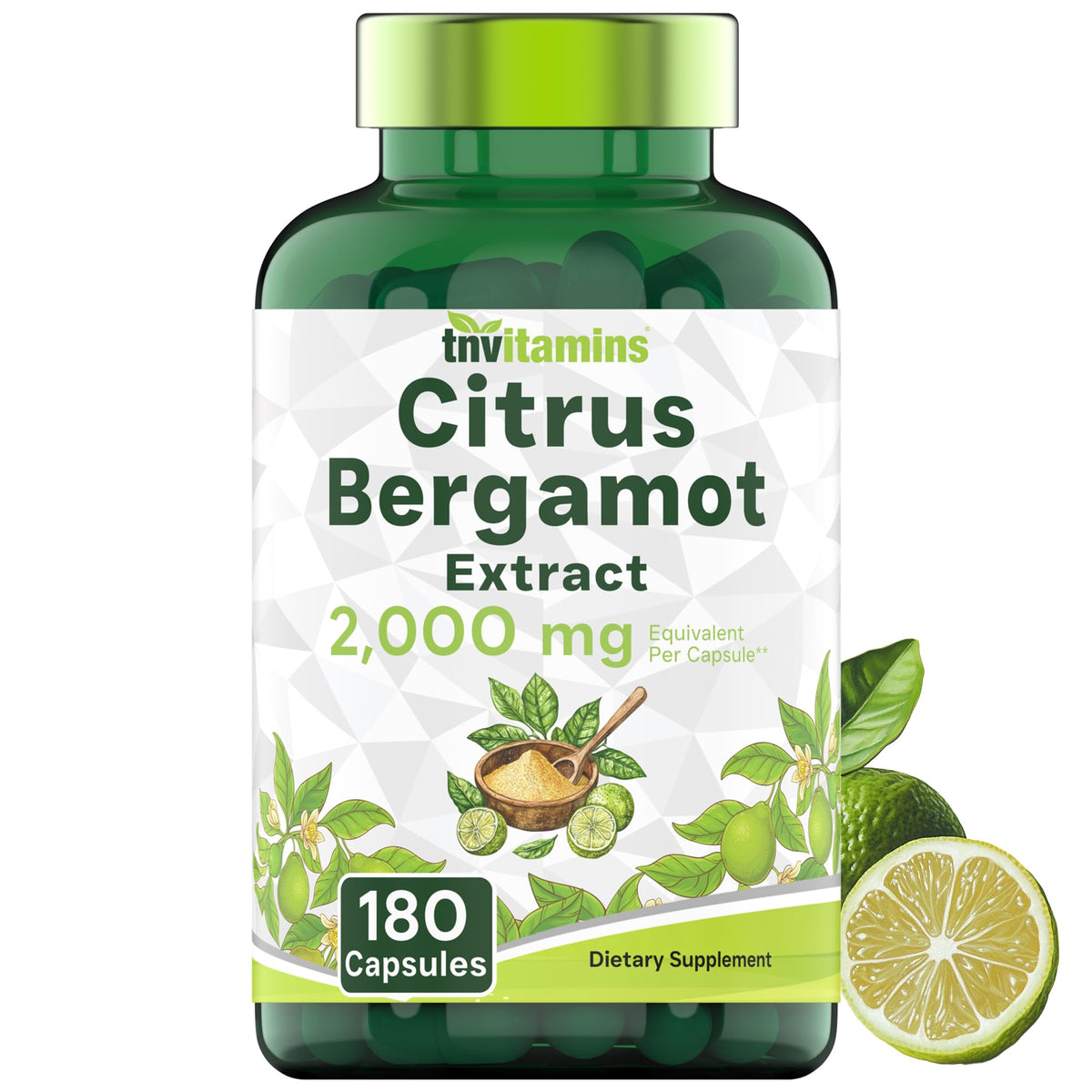 tnvitamins Citrus Bergamot 2000mg - 180 Capsules | Ultra Potent Citrus Bergamot Supplement 2000 mg Per 1 Capsule Serving - FENGGESTORE20