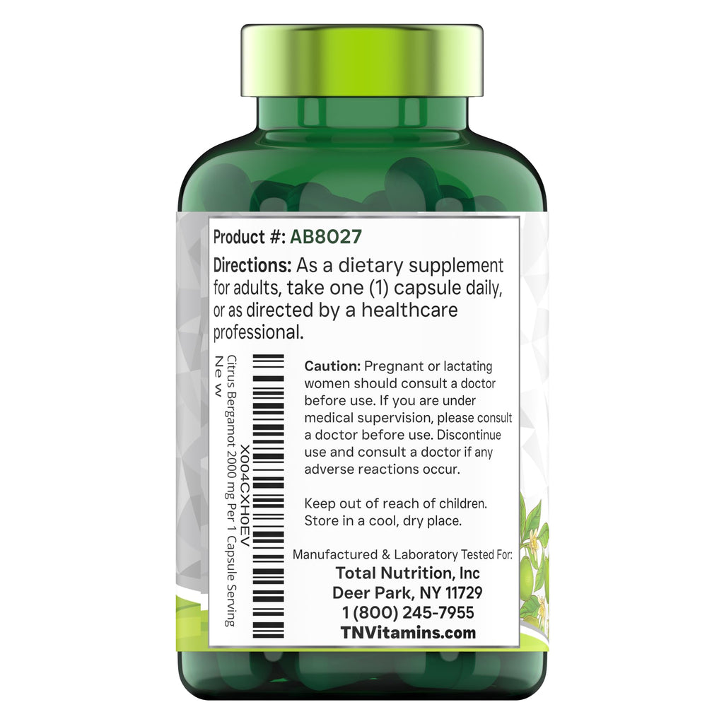 tnvitamins Citrus Bergamot 2000mg - 180 Capsules | Ultra Potent Citrus Bergamot Supplement 2000 mg Per 1 Capsule Serving - FENGGESTORE20
