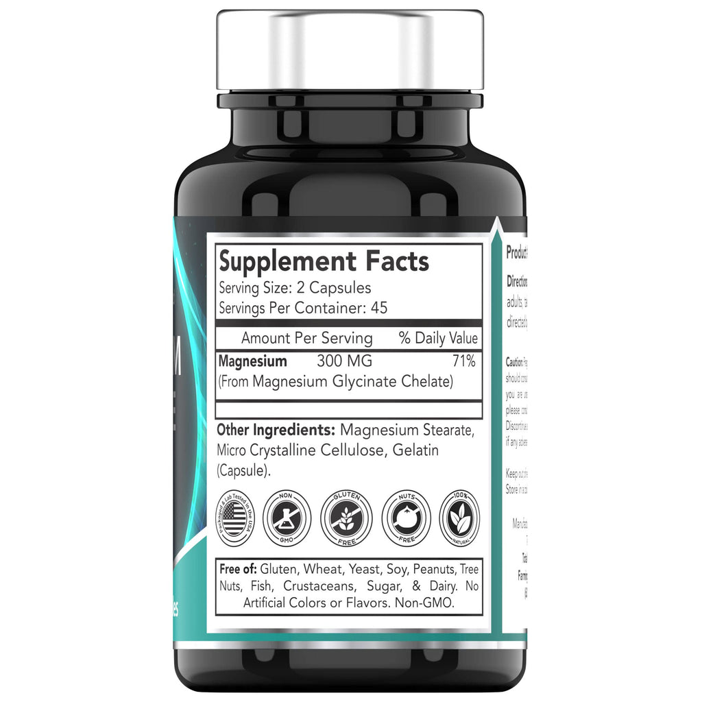 tnvitamins Magnesium Glycinate 300mg, 90 Capsules | High Absorption Chelated Magnesium for Sleep, Calm & Muscle Support* | Non-GMO, Gentle, Non-Laxative | TNVitamins - FENGGESTORE20