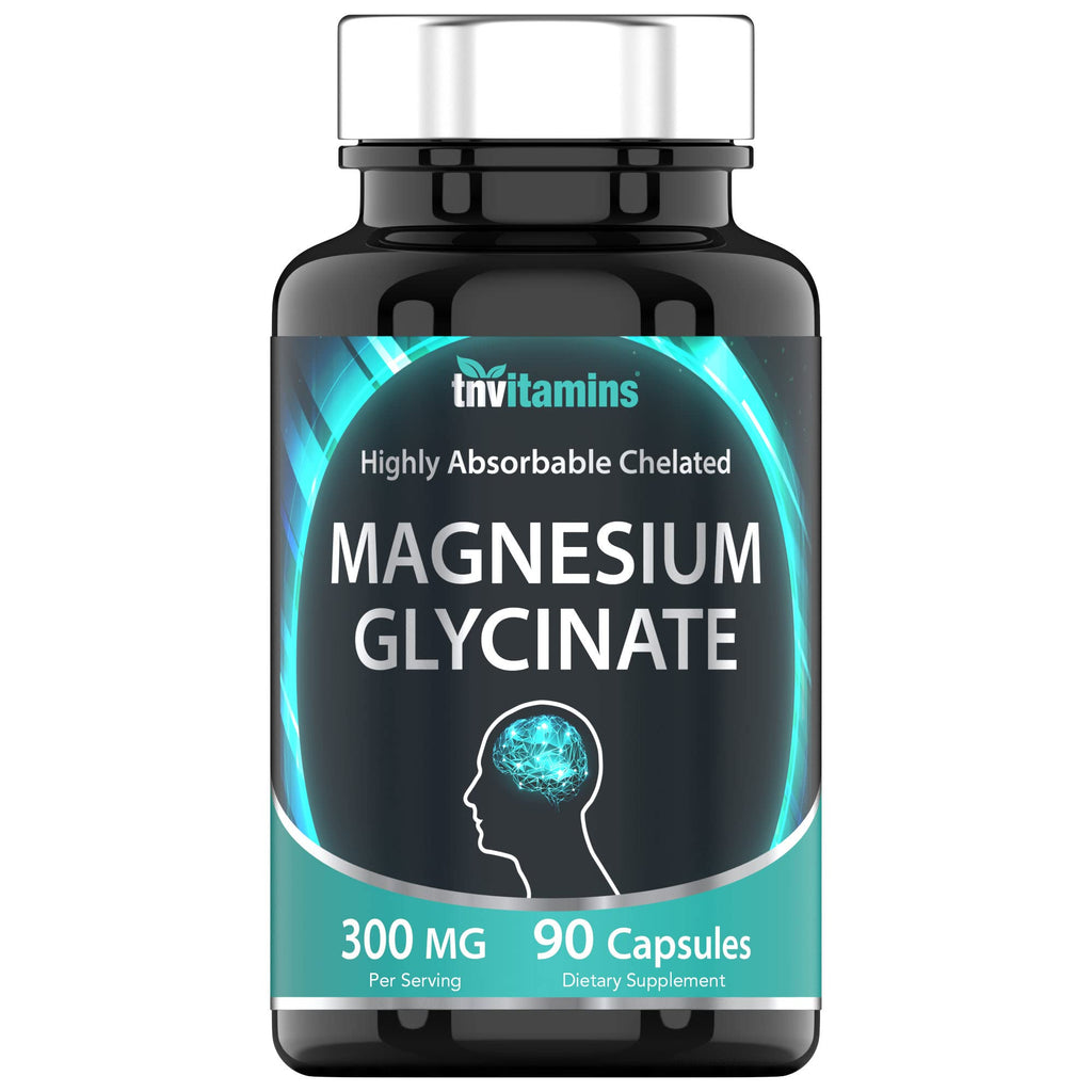 tnvitamins Magnesium Glycinate 300mg, 90 Capsules | High Absorption Chelated Magnesium for Sleep, Calm & Muscle Support* | Non-GMO, Gentle, Non-Laxative | TNVitamins - FENGGESTORE20