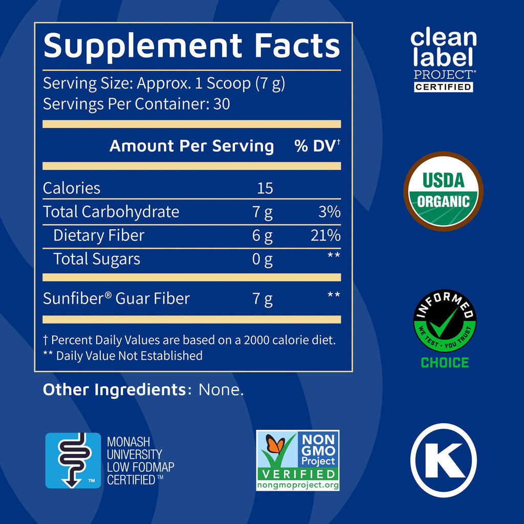 Tomorrow's Nutrition, Sunfiber, Prebiotic Fiber Supplement for Digestive Health, Low FODMAP, Gluten-Free, Unflavored, 30 Servings - FENGGESTORE20