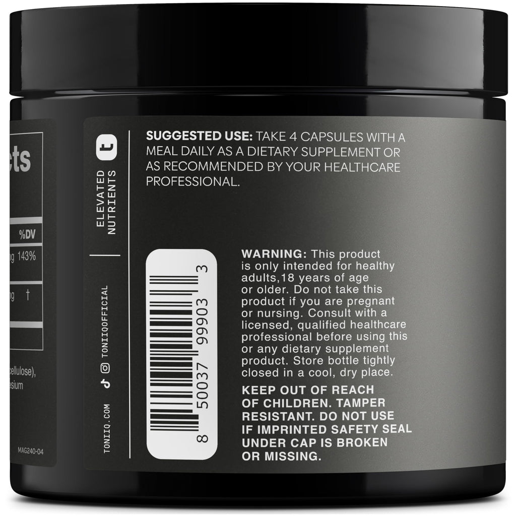 Toniiq 3,000mg Ultra High Strength Magnesium Glycinate - 20% Purified to Contain 600mg of Elemental Magnesium - Chelated and Bioavailable Magnesium - FENGGESTORE20