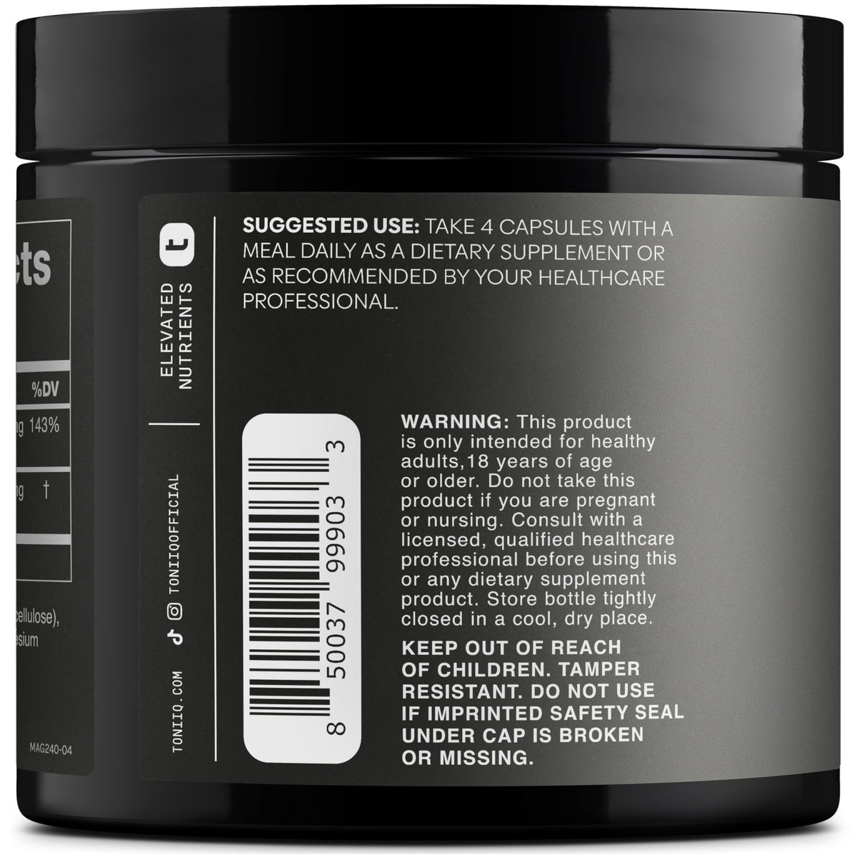 Toniiq 3,000mg Ultra High Strength Magnesium Glycinate - 20% Purified to Contain 600mg of Elemental Magnesium - Chelated and Bioavailable Magnesium - FENGGESTORE20