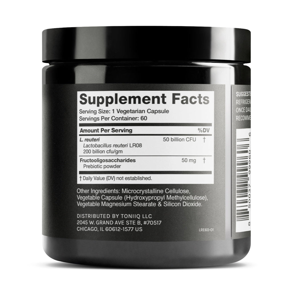 Toniiq 50 Billion CFU Lactobacillus Reuteri Probiotic 50mg per Serving - L Reuteri Probiotics - Highest CFU Count Lactobacillus Reuteri Probiotic - 60 Vegetarian Capsules - 60 Servings - FENGGESTORE20