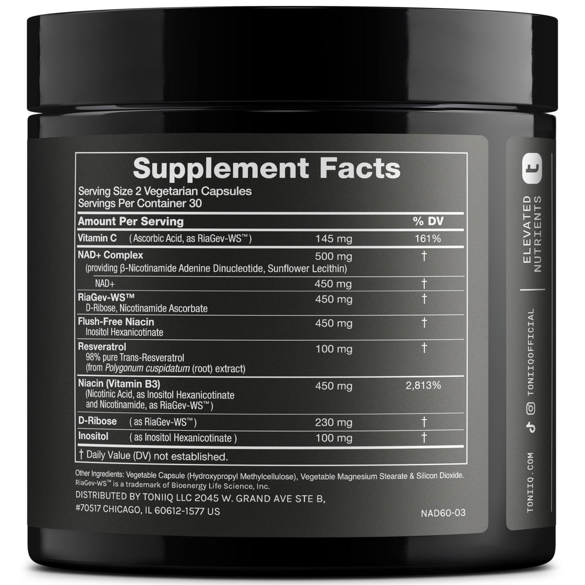 Toniiq Liposomal NAD+ and Resveratrol Supplement - 1500mg Ultra High Strength NAD Supplement - Clinically Studied Ingredients with Patented RiaGev-WS - FENGGESTORE20