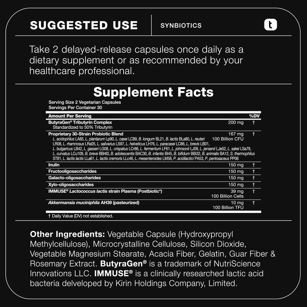 Toniiq Prebiotics and Probiotics – 200B CFU Synbiotic with Postbiotics IMMUSE® & ButyraGen® – 30 Strains for Gut & Digestive Health – Shelf-Stable - FENGGESTORE20