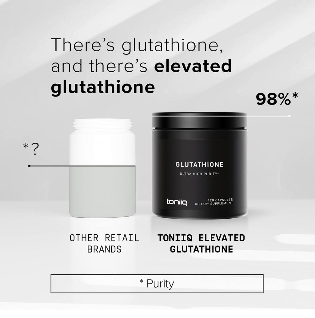 Toniiq Ultra High Strength Glutathione Capsules - 1000mg Concentrated Formula - 98%+ Highly Purified and Bioavailable - Non-GMO Fermentation - FENGGESTORE20