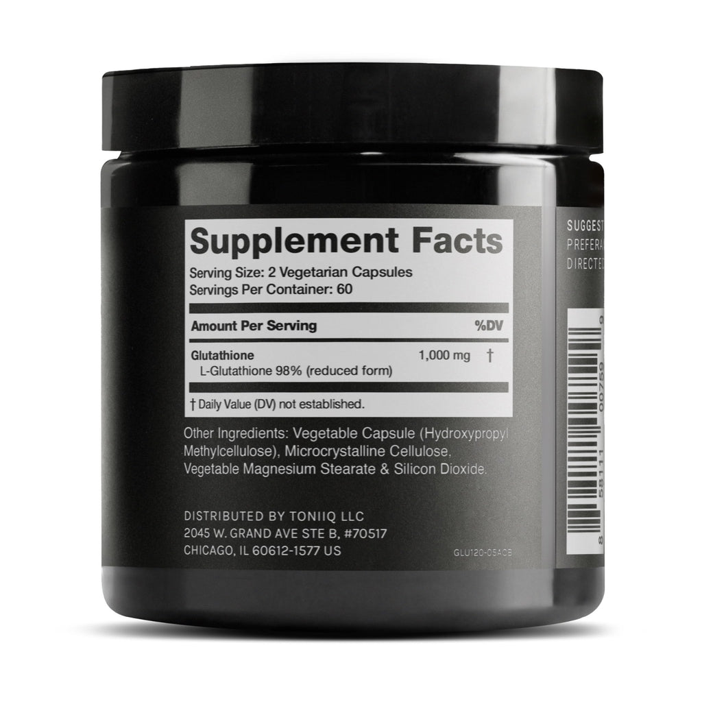 Toniiq Ultra High Strength Glutathione Capsules - 1000mg Concentrated Formula - 98%+ Highly Purified and Bioavailable - Non-GMO Fermentation - FENGGESTORE20