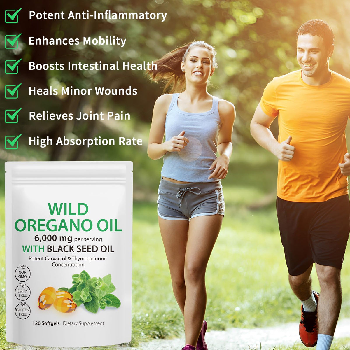 Tooffi Oil of Oregano Softgels,Oregano Oil Capsules Organic,2-in-1 6000mg Oil of Oregano with Black Seed Oil 200mg,Oregano Oil - FENGGESTORE20