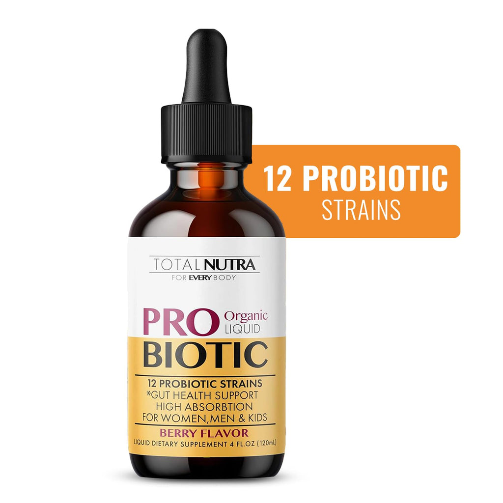 Total Nutra USDA Organic Liquid Probiotic for Kids, Women & Men, Toddler Probiotic Drops with Alfalfa Prebiotic Blend + Acidophilus for Gut Health, Vegan - FENGGESTORE20
