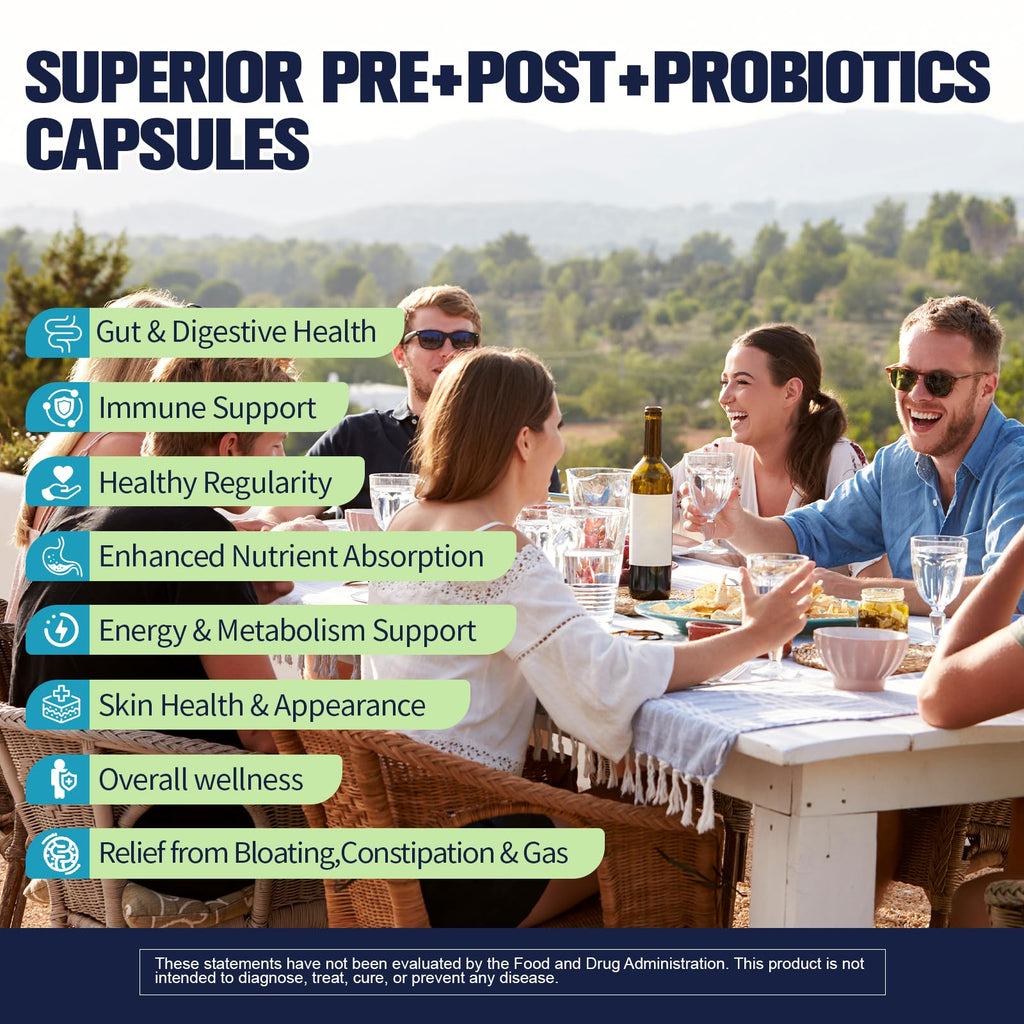 Totaria 5-in-1 60 Billion CFU Probiotic Prebiotic & Postbiotic for Women & Men, w/Digestive Enzymes, Slippery Elm, Daily Complete Gut Health, - FENGGESTORE20