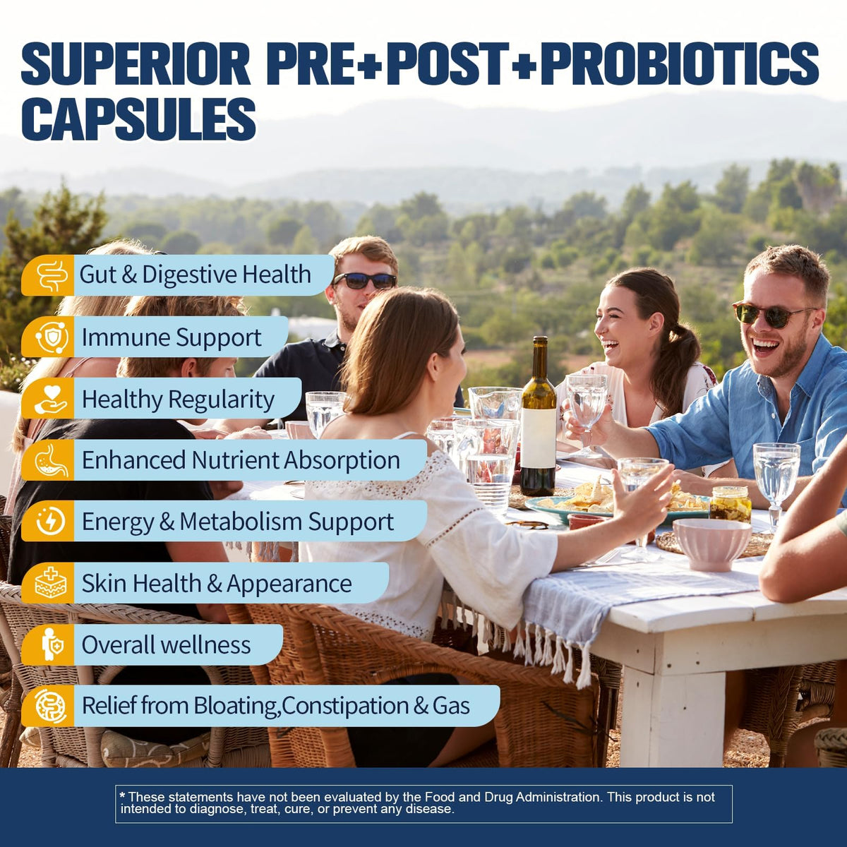 Totaria 5-in-1 Probiotic Prebiotic & Postbiotic for Women Men, 60 Billion CFU 24 Strains w/Digestive Enzymes, Prebiotic Fiber, Slippery Elm - FENGGESTORE20