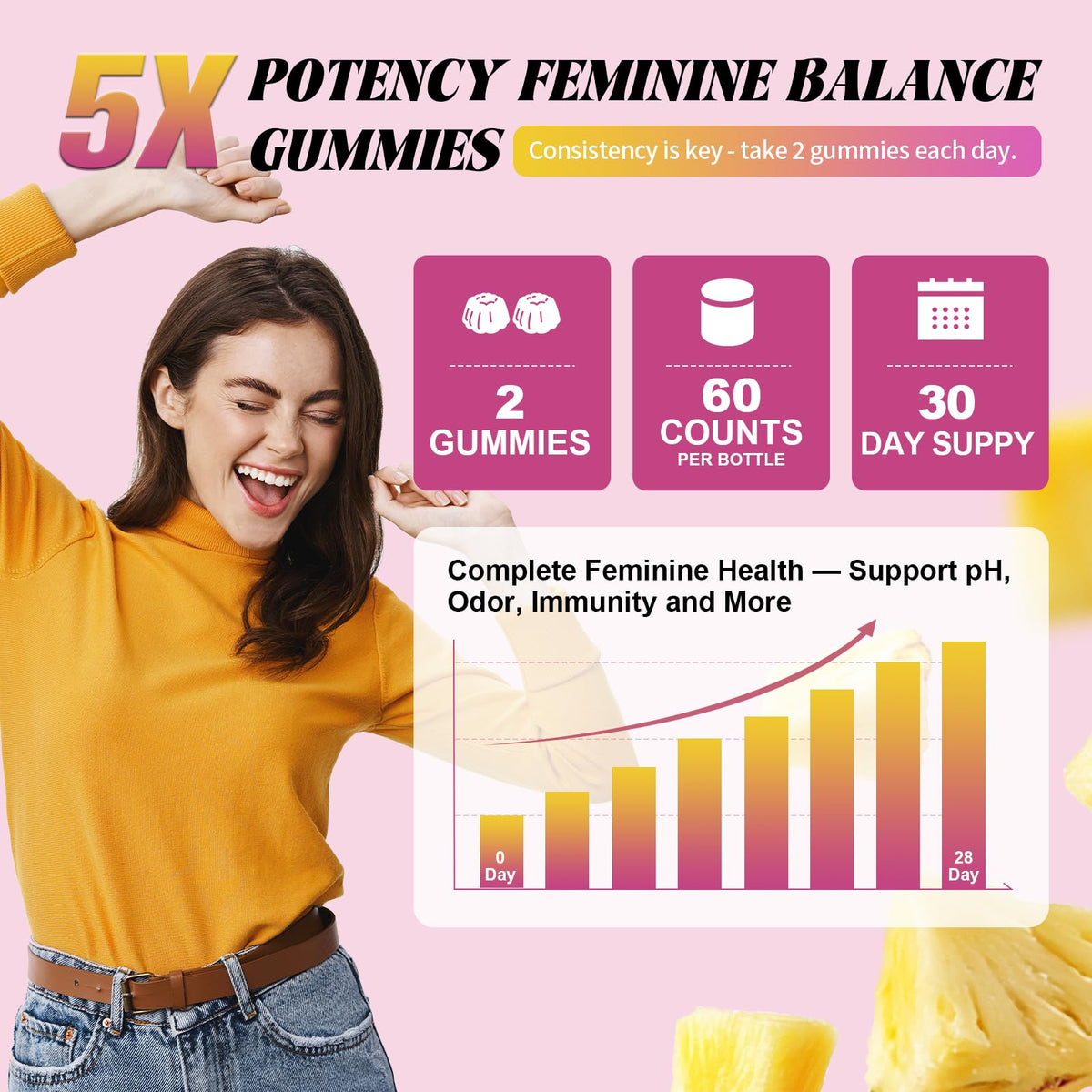 Totaria Sugar Free Probiotics for Women, Feminine Balance Gummies, 50 Billion CFU Vaginal Probiotic Prebiotic w/Slippery Elm, Cranberry, for Vaginal, Urinary Tract - FENGGESTORE20