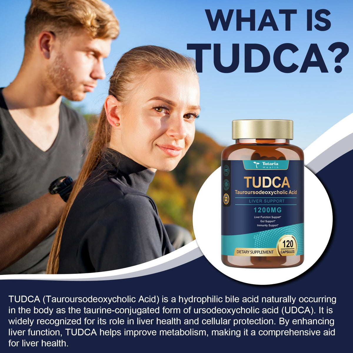 Totaria TUDCA Bile Salts 1200mg (Tauroursodeoxycholic Acid), 120 Capsules, Ultra Strength Pure TUDCA Liver Supplements - FENGGESTORE20