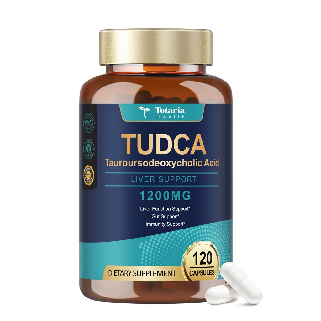 Totaria TUDCA Bile Salts 1200mg (Tauroursodeoxycholic Acid), 120 Capsules, Ultra Strength Pure TUDCA Liver Supplements - FENGGESTORE20