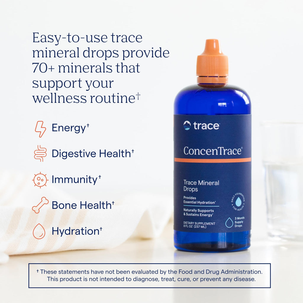 Trace Minerals ConcenTrace Trace Mineral Drops | Supports Energy, Digestion, Bone Health & Hydration, 70+ Ionic Trace Minerals w/Magnesium - FENGGESTORE20