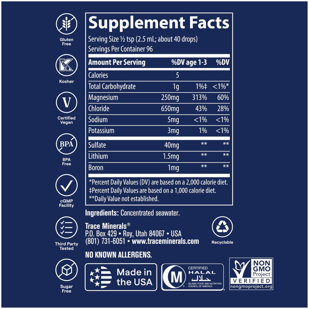 Trace Minerals ConcenTrace Trace Mineral Drops | Supports Energy, Digestion, Bone Health & Hydration, 70+ Ionic Trace Minerals w/Magnesium - FENGGESTORE20