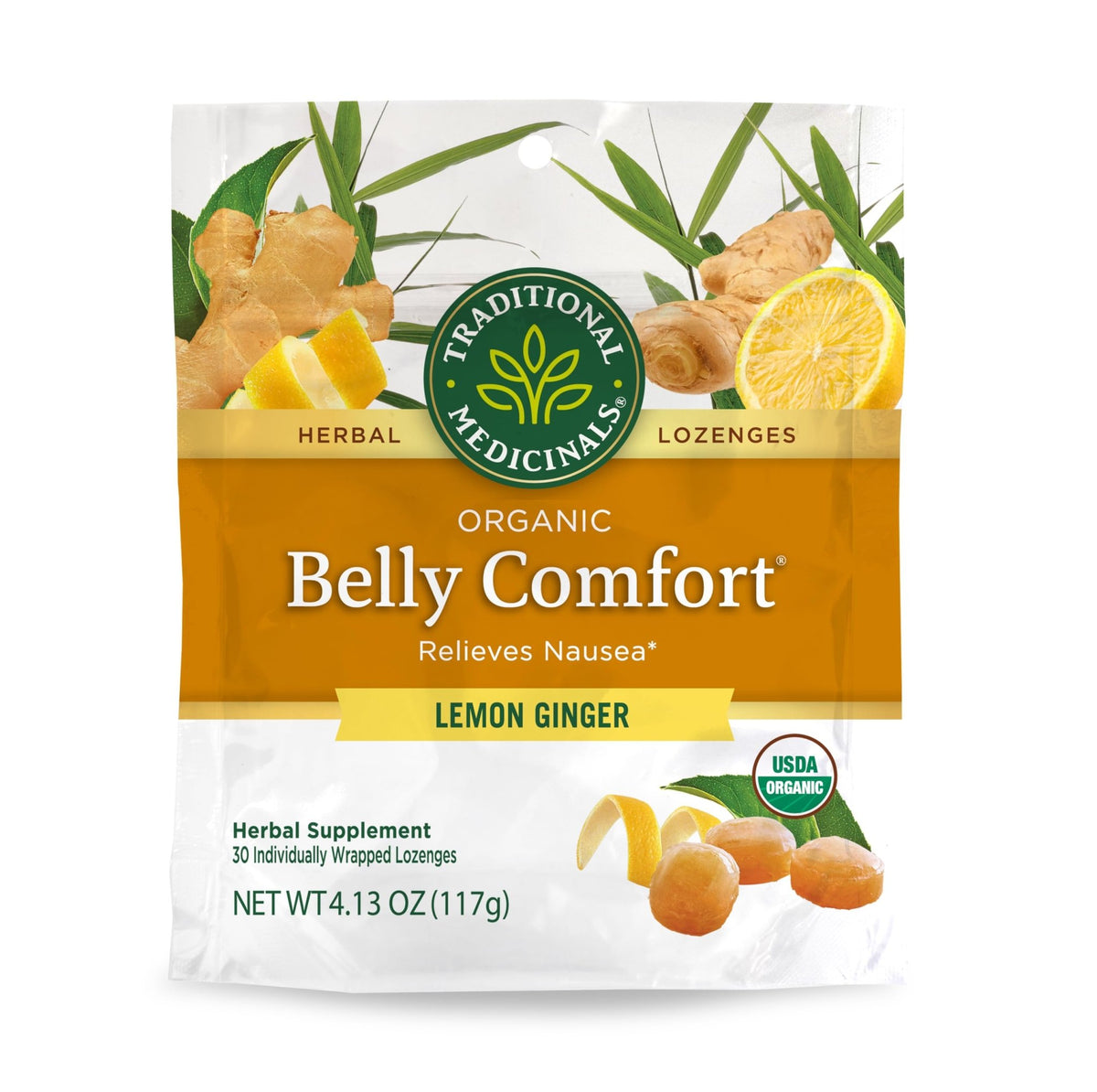 Traditional Medicinals Organic, Belly Comfort Lozenges, Lemon Ginger - Supports Nausea Relief and Occasional Indigestion - Non-GMO, Stimulant-Free - FENGGESTORE20