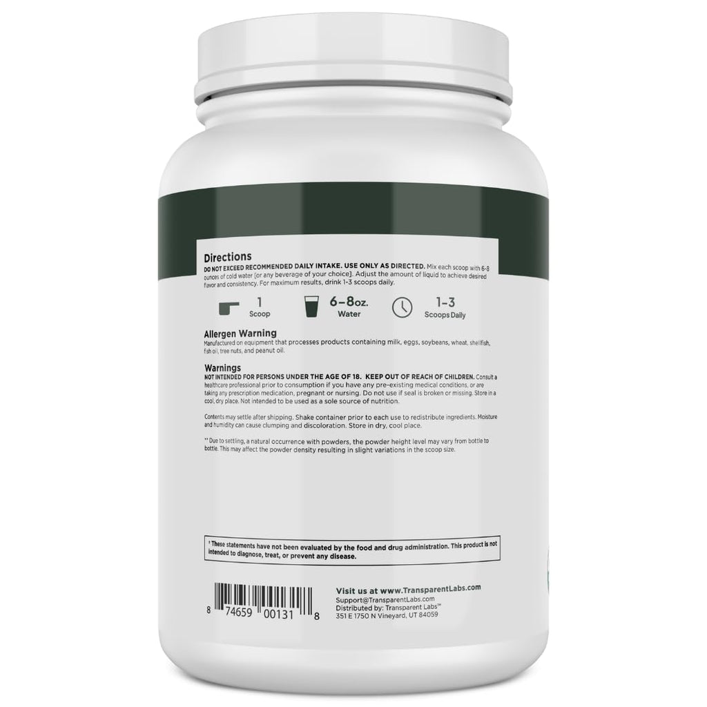 Transparent Labs 100% Pea Protein Powder - 28g Organic Plant Protein per Serving, Clean Pea Isolate Powder, USDA Organic, Vegan, Gluten-Free, Sugar-Free, Non-GMO - 30 Servings, Chocolate - FENGGESTORE20