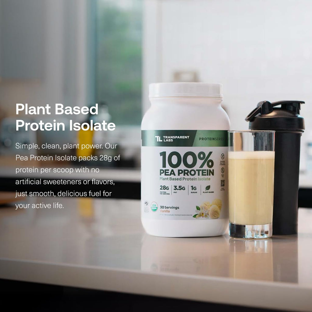 Transparent Labs 100% Pea Protein Powder - 28g Organic Plant Protein per Serving, Clean Pea Isolate Powder, USDA Organic, Vegan, Gluten-Free, Sugar-Free, Non-GMO - 30 Servings, Chocolate - FENGGESTORE20